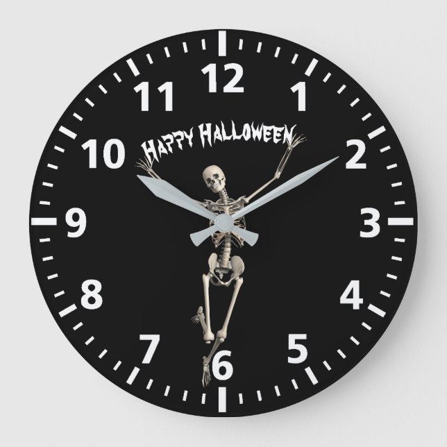 Reloj Redondo Grande Esqueleto de Halloween (Anverso)