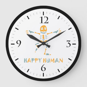 Reloj Redondo Grande Esqueleto humano feliz