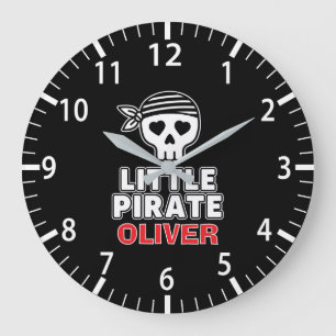 Reloj Redondo Grande Esqueleto Lindo Pequeño Pirata Personalizado