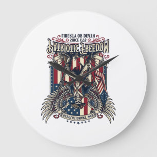 Reloj Redondo Grande Esqueleto Patriótico de la Guerra Revolucionaria P