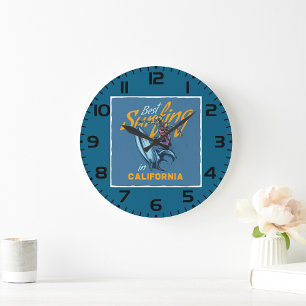Reloj Redondo Grande Esqueleto Vintage Surfista en Playa de California