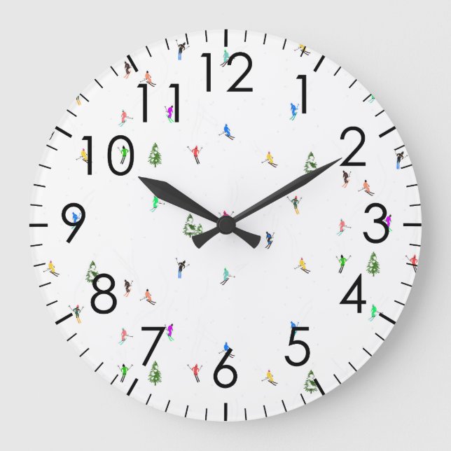 Reloj Redondo Grande Esquí de esquí alpino en invierno (Anverso)