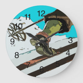 Reloj Redondo Grande Esquí de montaña, agregar texto