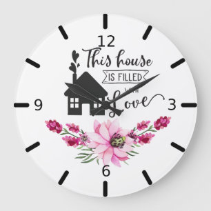 Reloj Redondo Grande Esta Casa Está Llena De Amor - Floral