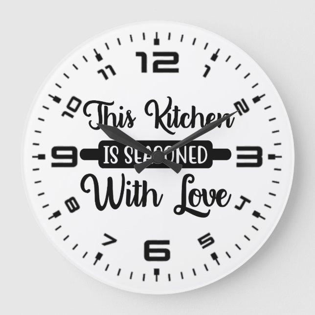 Reloj Redondo Grande Esta Cocina Está Sazonada De Amor (Anverso)