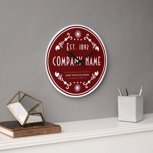 Reloj Redondo Grande Established Business Name, Decorative (Oficina)