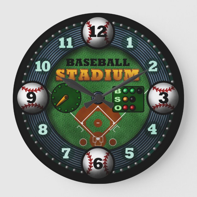 Reloj Redondo Grande Estadio de Béisbol (Anverso)
