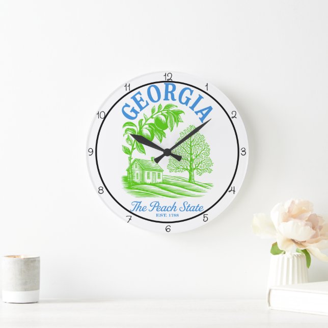 Reloj Redondo Grande Estado de Melocotón de Georgia Hogar  (Hogar)