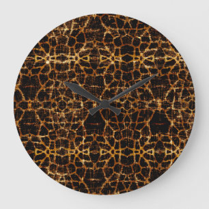 Reloj Redondo Grande Estampa Animal de Jirafa Grunge Antiguo Deteriorad
