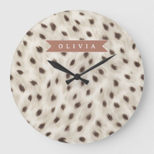 Reloj Redondo Grande Estampado de Animal Leopardo Neutral Chic Personal