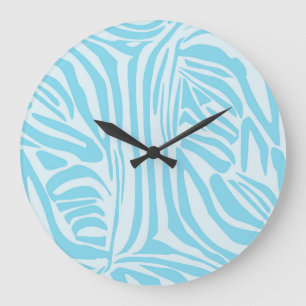 Reloj Redondo Grande Estampado de cebra azul y blanco en negrita