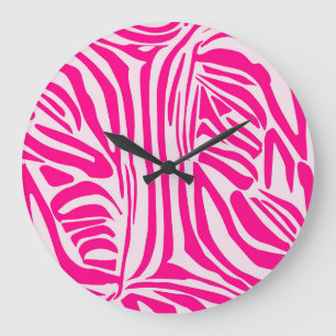 Reloj Redondo Grande Estampado de cebra rosa
