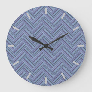 Reloj Redondo Grande Estampado de doble trama de rayas azul-grises