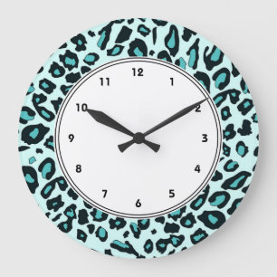 Reloj Redondo Grande Estampado leopardo azul