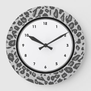 Reloj Redondo Grande Estampado leopardo gris