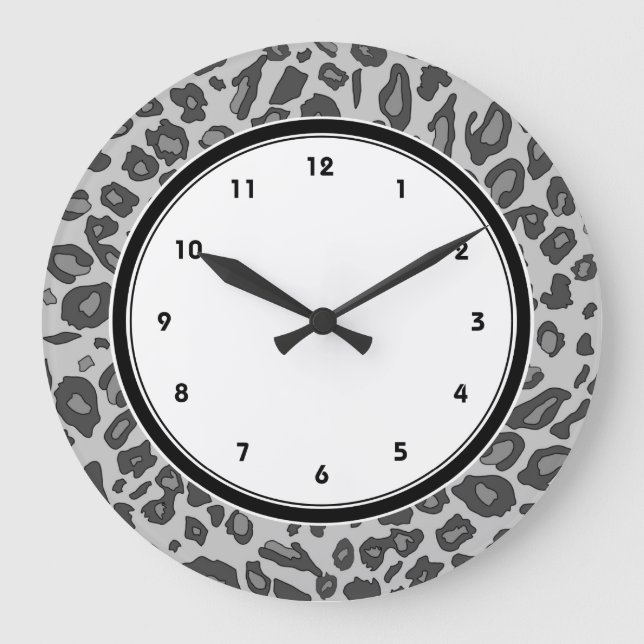 Reloj Redondo Grande Estampado leopardo gris (Anverso)