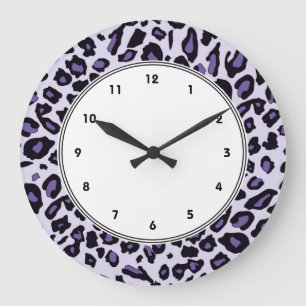 Reloj Redondo Grande Estampado leopardo púrpura