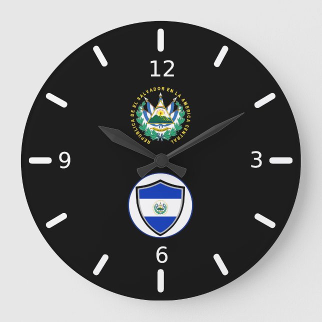 Reloj Redondo Grande Estampilla de El Salvador (Anverso)