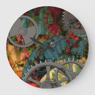 Reloj Redondo Grande Estaño enrrollado Steampunk del Victorian