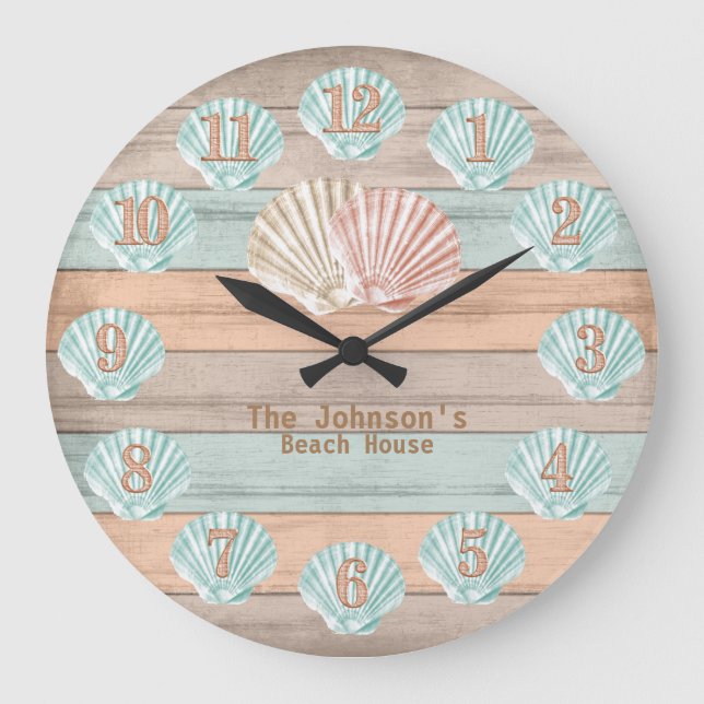 Reloj Redondo Grande Estanques Náuticos de Madera de Playa (Anverso)