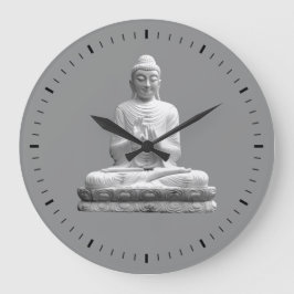 Reloj Redondo Grande Estatua del Buda Blanco