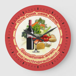 Reloj Redondo Grande Este cocinero utiliza vino
