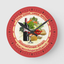 Reloj Redondo Grande Este cocinero utiliza vino