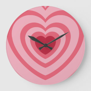 Reloj Redondo Grande Estética del corazón rosado estratificado