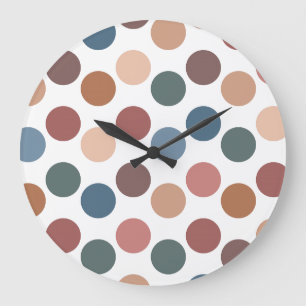 Reloj Redondo Grande Estética Retro con Manchas de Colores Suaves