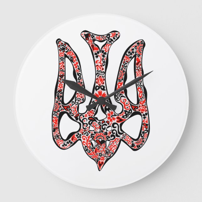 Reloj Redondo Grande Estilizado trident tryzub, emblema nacional de Ucr (Anverso)