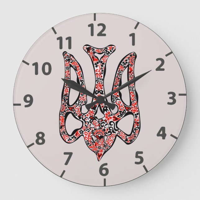 Reloj Redondo Grande Estilizado trident tryzub, emblema nacional de Ucr (Anverso)