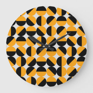Reloj Redondo Grande Estilo de 70 años, medias círculos geométricos.