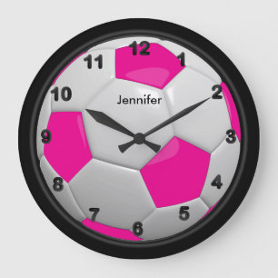Reloj Redondo Grande Estilo de bola de fútbol rosado caliente