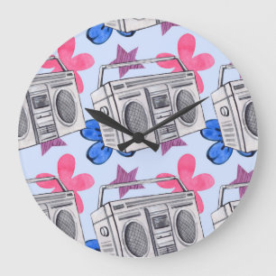 Reloj Redondo Grande Estilo de los años 90: Patrón de color de agua tra