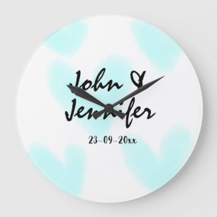 Reloj Redondo Grande estilo de texto minimalista simple blanco boda cor