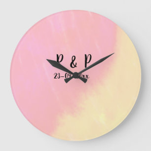 Reloj Redondo Grande estilo de texto minimalista simple blanco boda ros