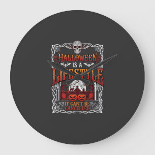 Reloj Redondo Grande Estilo de vida de Halloween Murciélago Calavera Ca