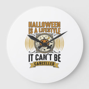 Reloj Redondo Grande Estilo de vida de Halloween Tipografía de calabaza