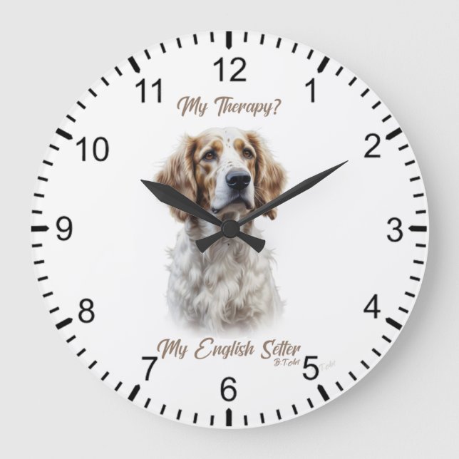 Reloj Redondo Grande Estilo de vida del Setter Inglés (Anverso)