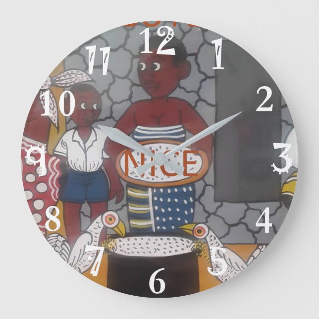 Reloj Redondo Grande Estilo de vida tradicional africano (Anverso)