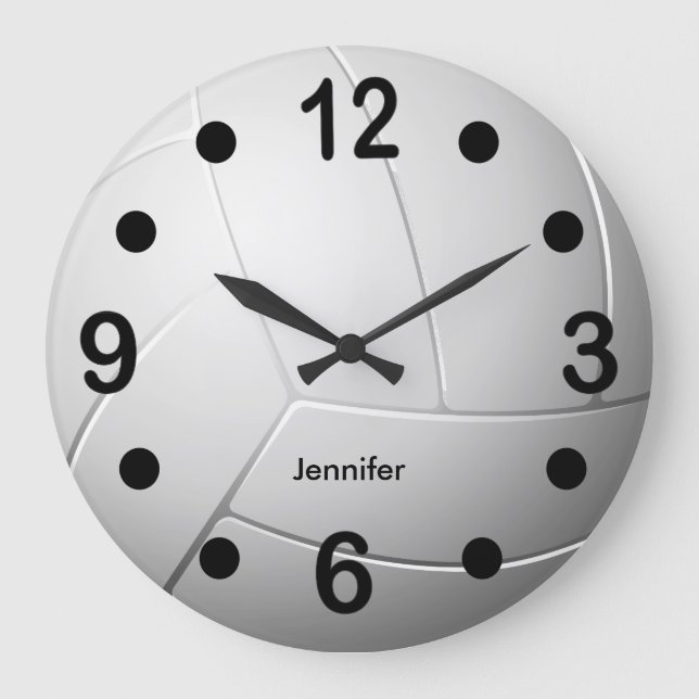 Reloj Redondo Grande Estilo de voleibol blanco (Anverso)