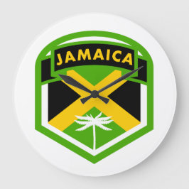 Reloj Redondo Grande Estilo Escudo de bandera jamaiquina