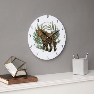 Reloj Redondo Grande estilo leopardo