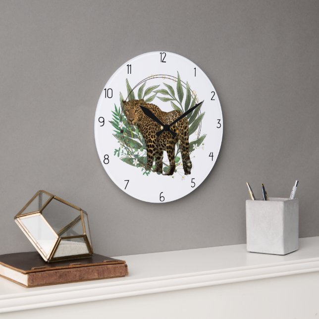 Reloj Redondo Grande estilo leopardo (Oficina)