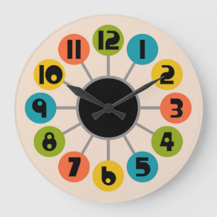 Reloj Redondo Grande Estilo moderno de mediados del siglo XX