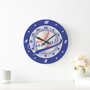 Reloj Redondo Grande Estilo retro azul marino del béisbol