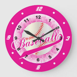 Reloj Redondo Grande Estilo retro del béisbol de las rosas fuertes