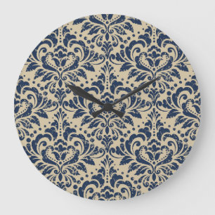Reloj Redondo Grande Estilo retro: Resumen Floral sin soldadura