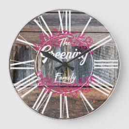 Reloj Redondo Grande Estilo rústico, aspecto de madera, regalo familiar