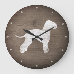 Reloj Redondo Grande Estilo rústico de la silueta de Bedlington Terrie